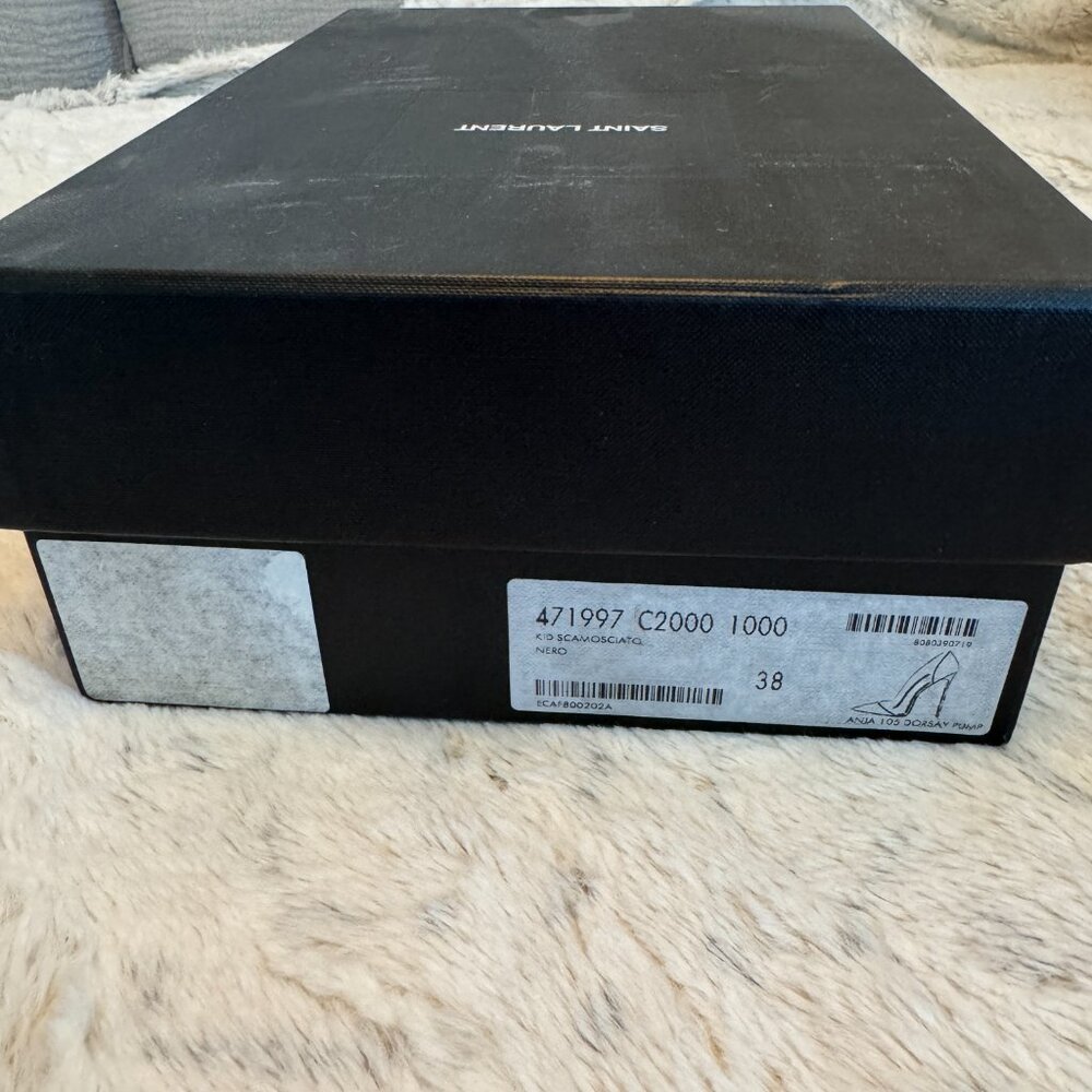 Saint Laurent Anja 105mm D'Orsay Heel Size 38 Suede - Picture 2 of 13